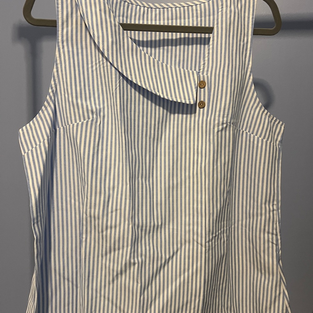 Chic Blue and White Striped Tank Top